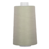 Light gray thread cone with white plastic top, showing neatly wound quilting thread in silverstone color