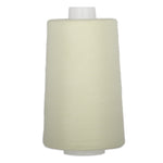 Ivory thread on white plastic cone with tapered shape