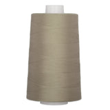 Canadian Geese colored thread cone with beige-gray thread wound on white plastic cone spool