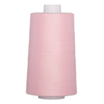 Light pink thread wound on a white plastic cone spool