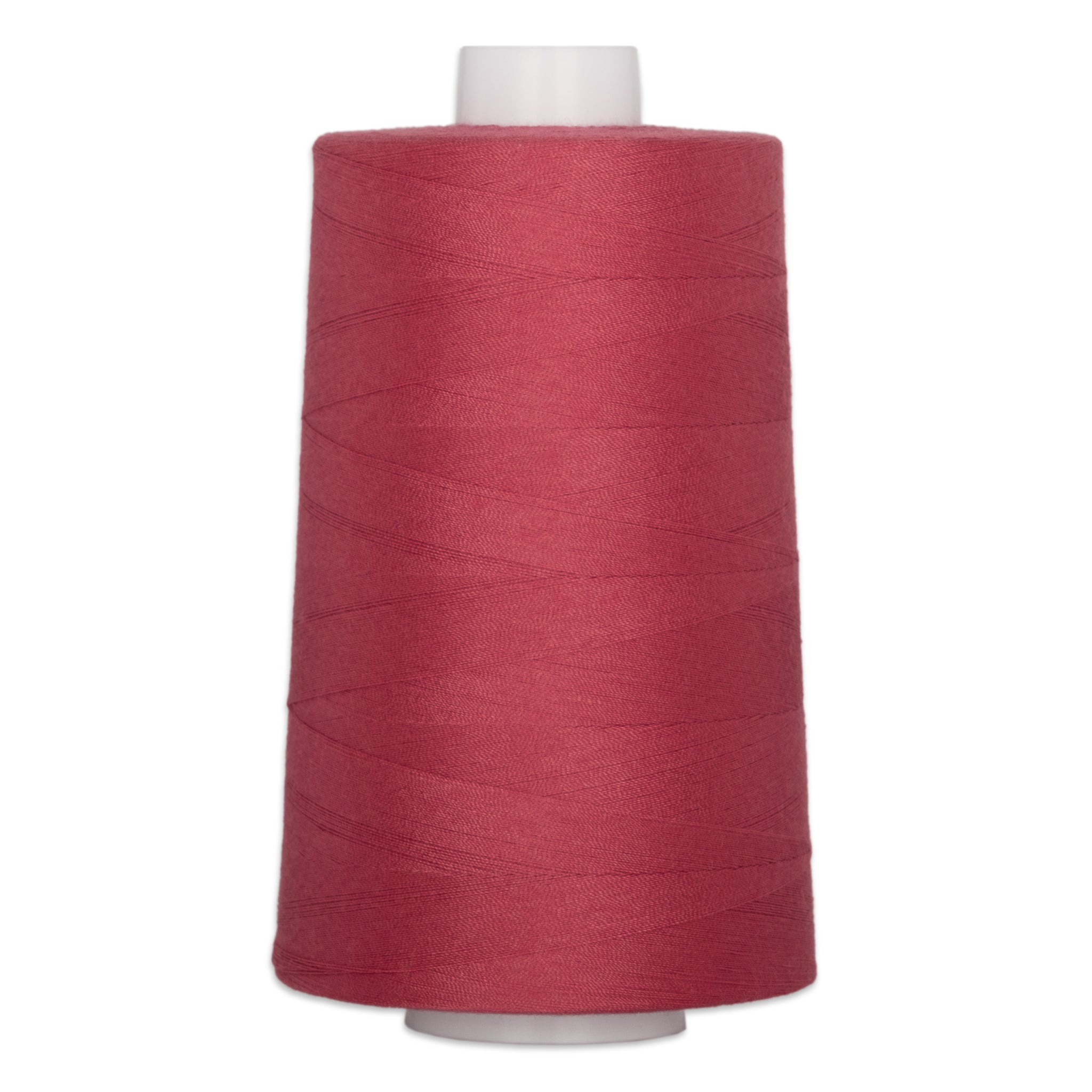 Red polyester quilting thread on white cone spool, 40 weight, 6000 yards