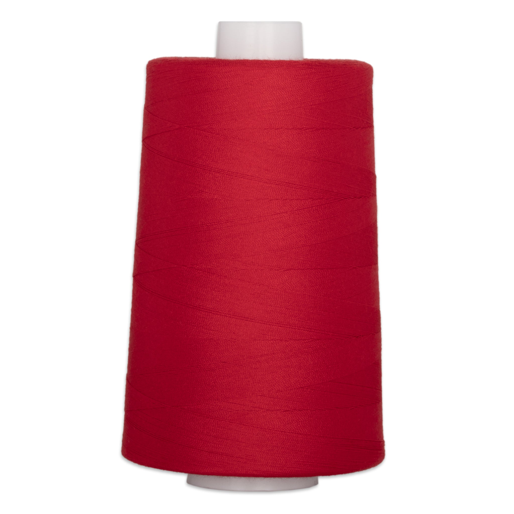 Red polyester quilting thread on white cone, 40 weight, 6000 yards