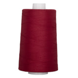 Deep red polyester quilting thread on white cone spool, 40 weight, 6000 yards