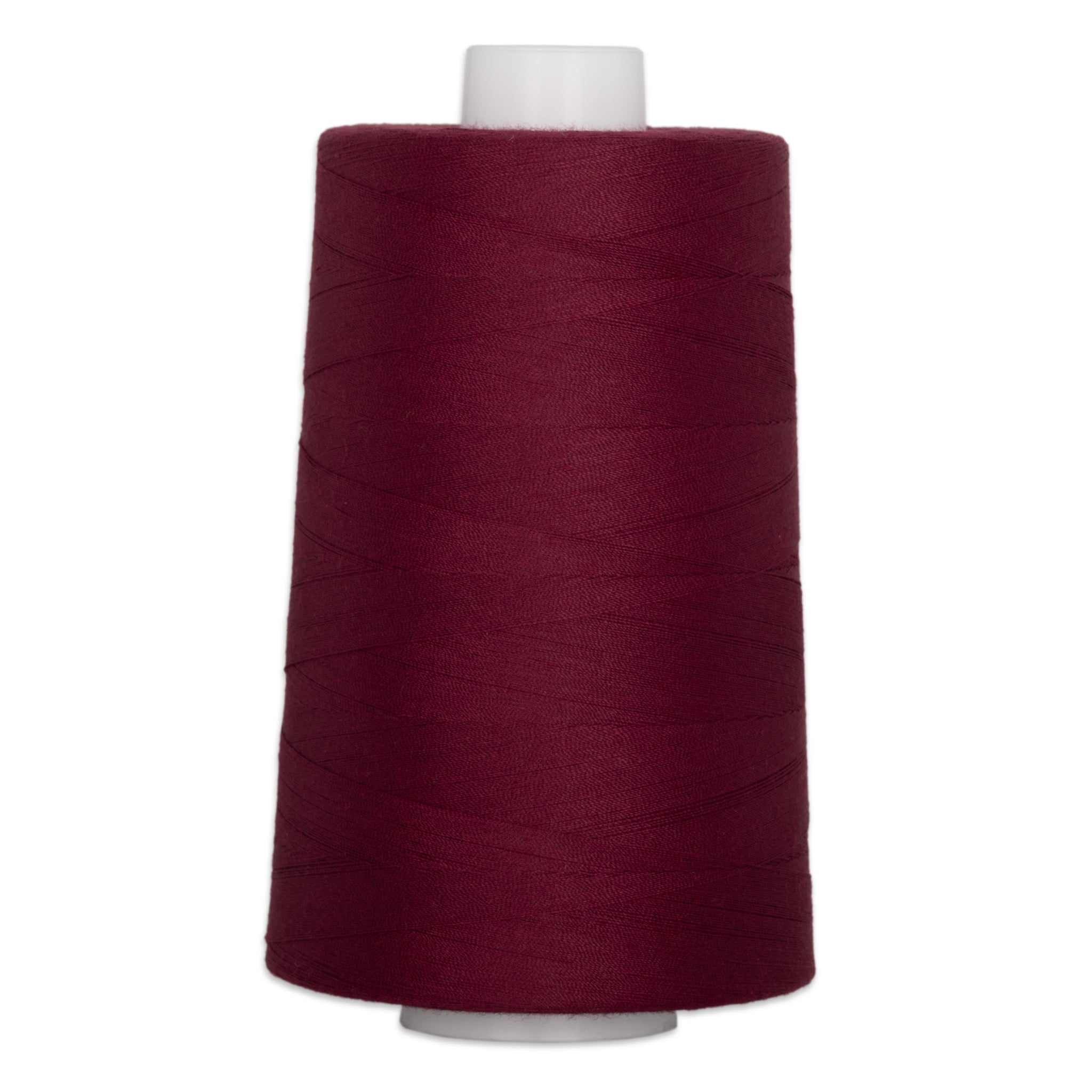 Marooned burgundy red polyester quilting thread on white cone spool, 40 weight, 6000 yards