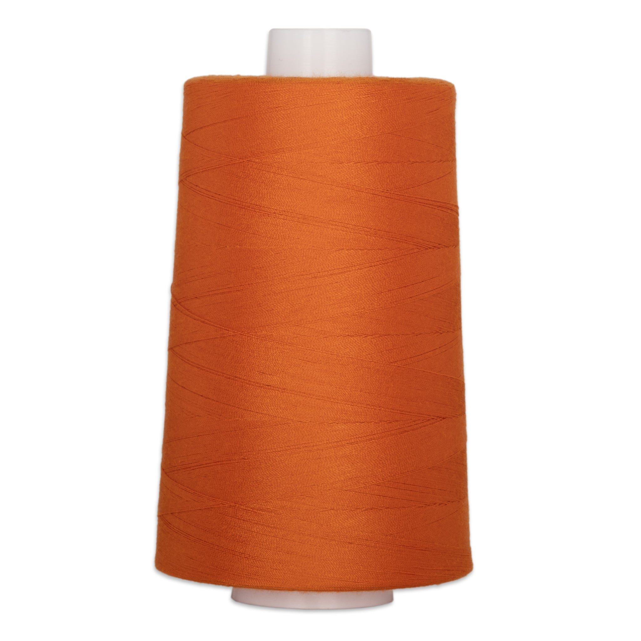 Orange pumpkin colored polyester quilting thread on white cone spool, 40 weight, 6000 yards