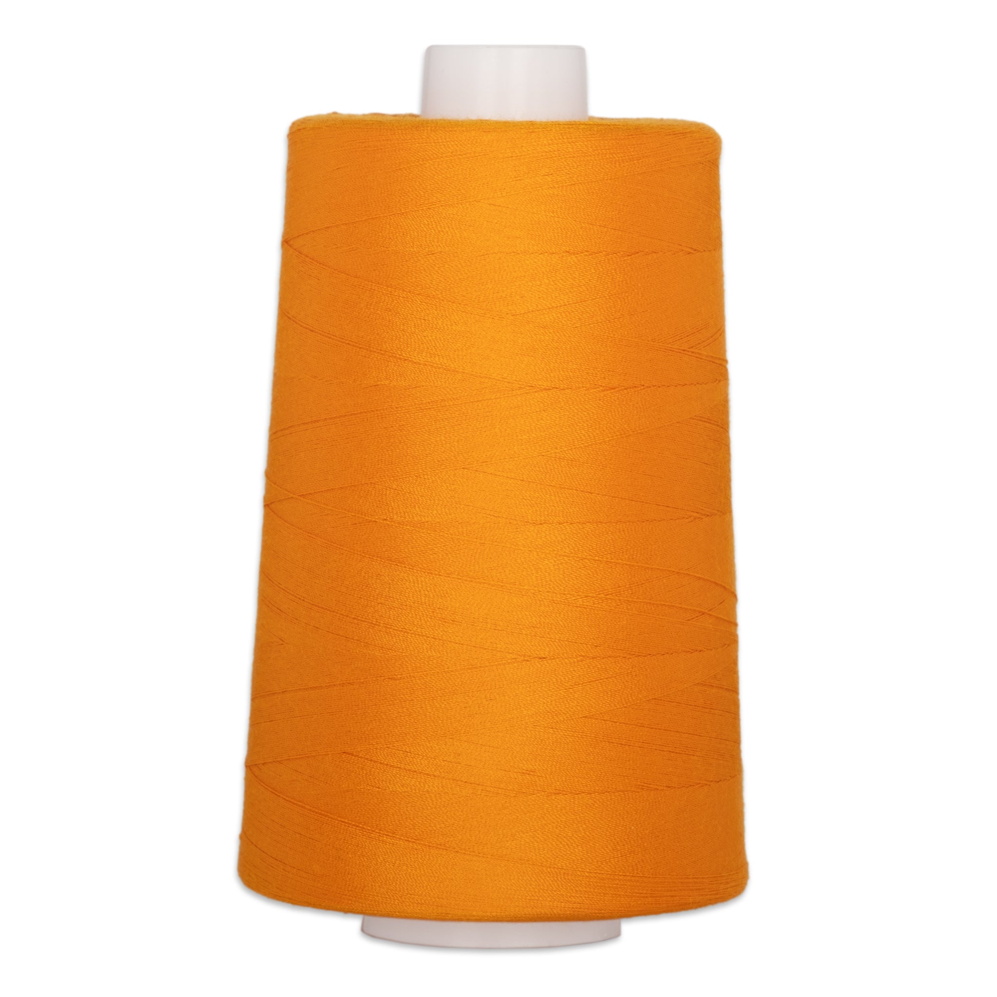 Orange polyester quilting thread on white cone spool, 40 weight, 6000 yards
