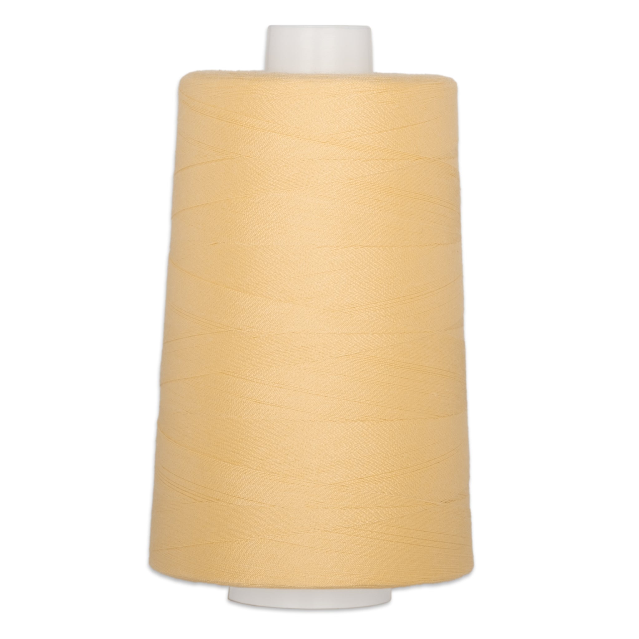 Light yellow polyester quilting thread on white cone spool, 40 weight, 6000 yards