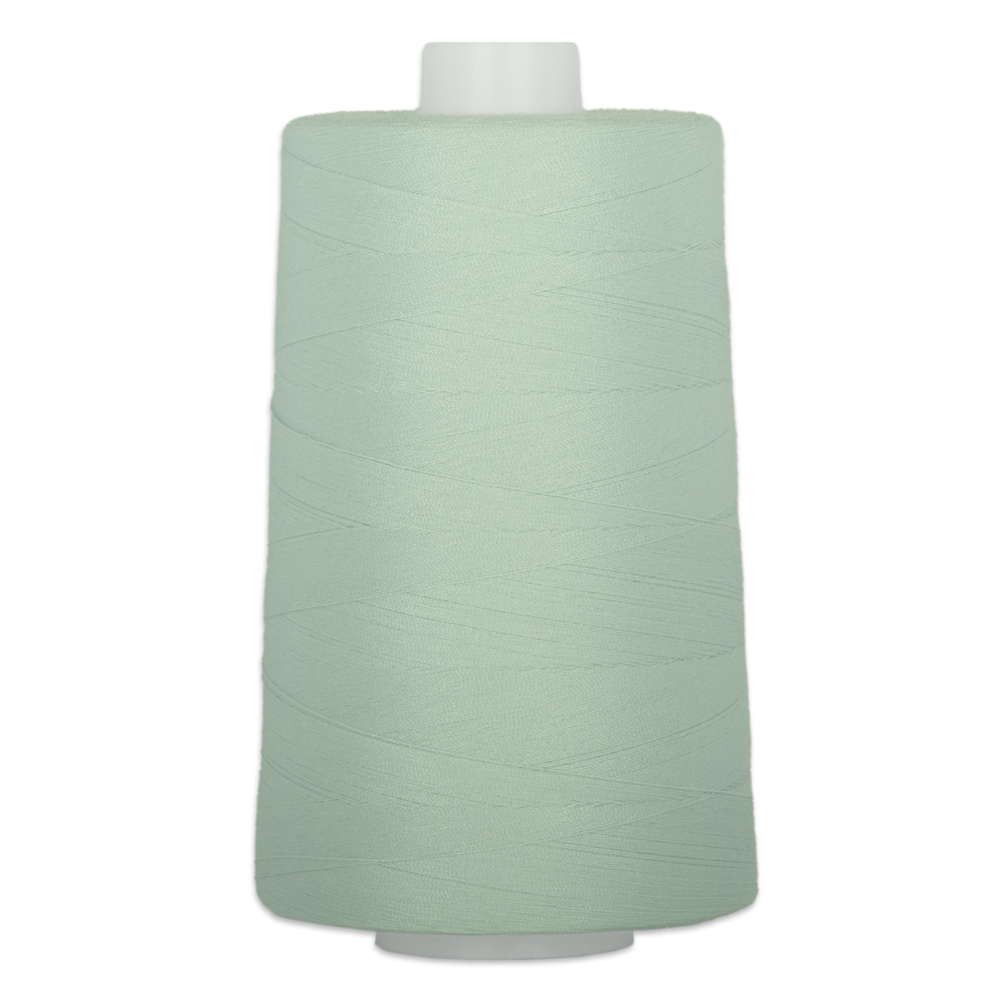 Light green polyester quilting thread on white cone spool, 6000 yards