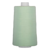 Large mint green polyester quilting thread cone on white plastic spool, 40 weight, 6000 yards.