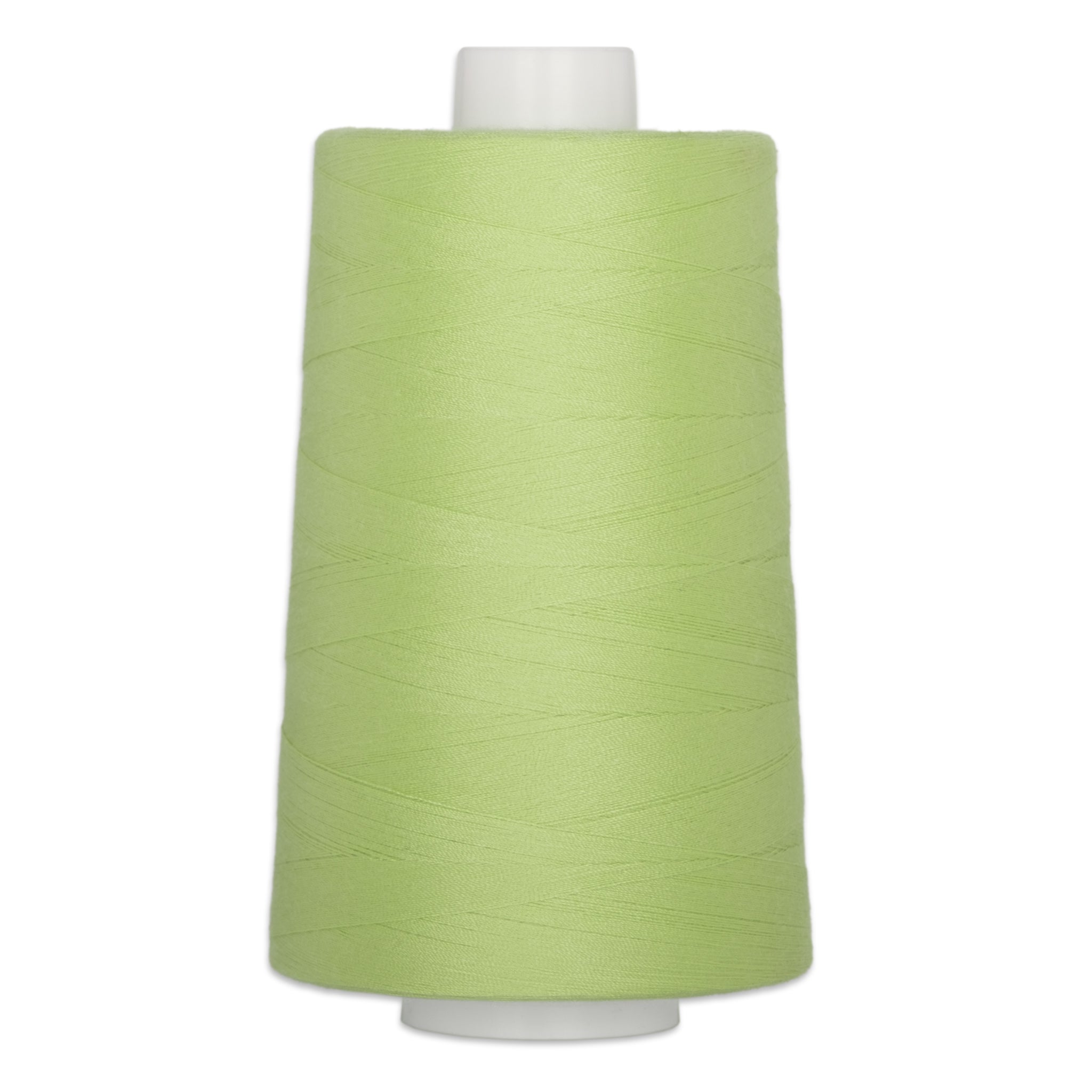 Light green polyester quilting thread on large white cone spool, 40 weight, 6000 yards