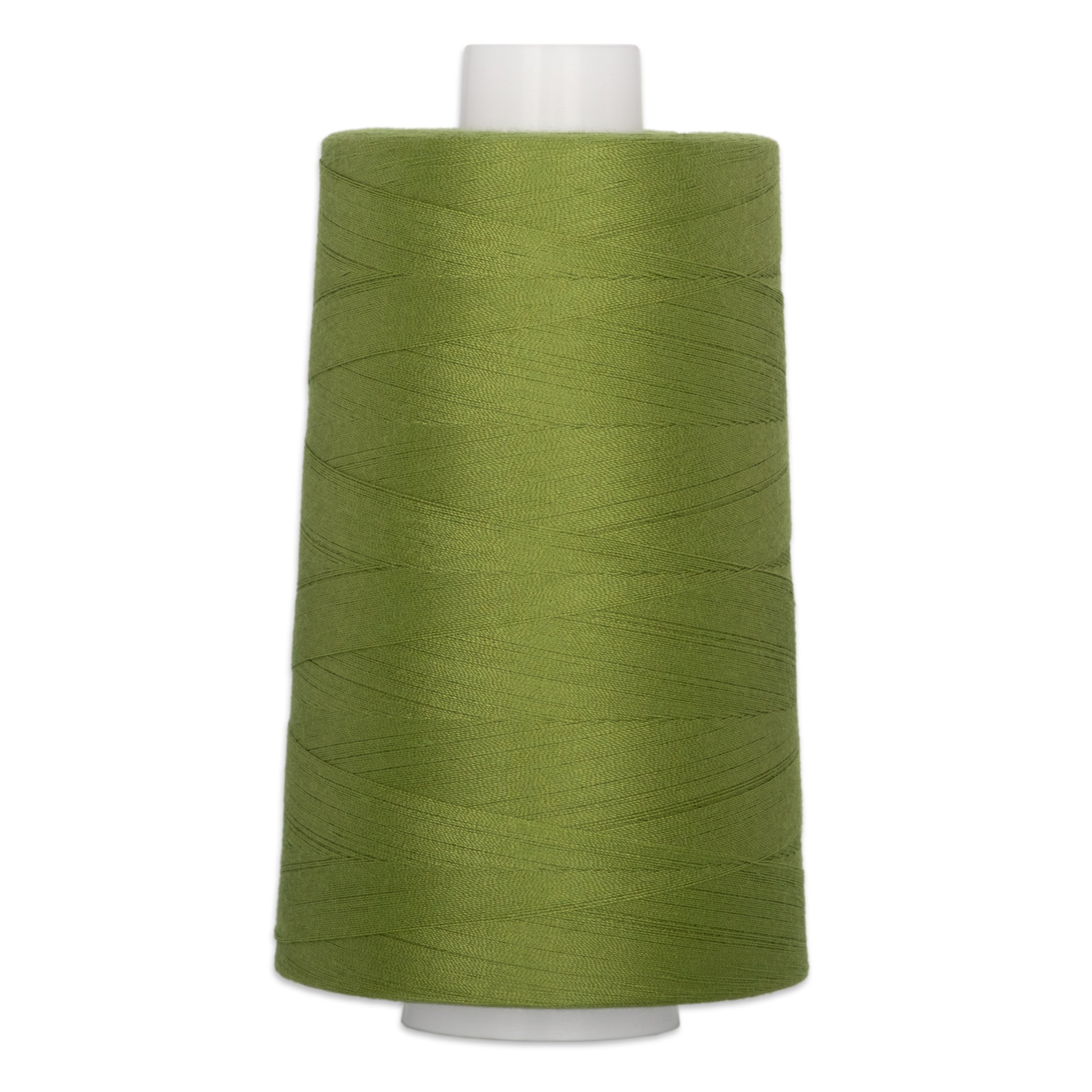 Green polyester quilting thread on white cone spool, 40 weight, 6000 yards