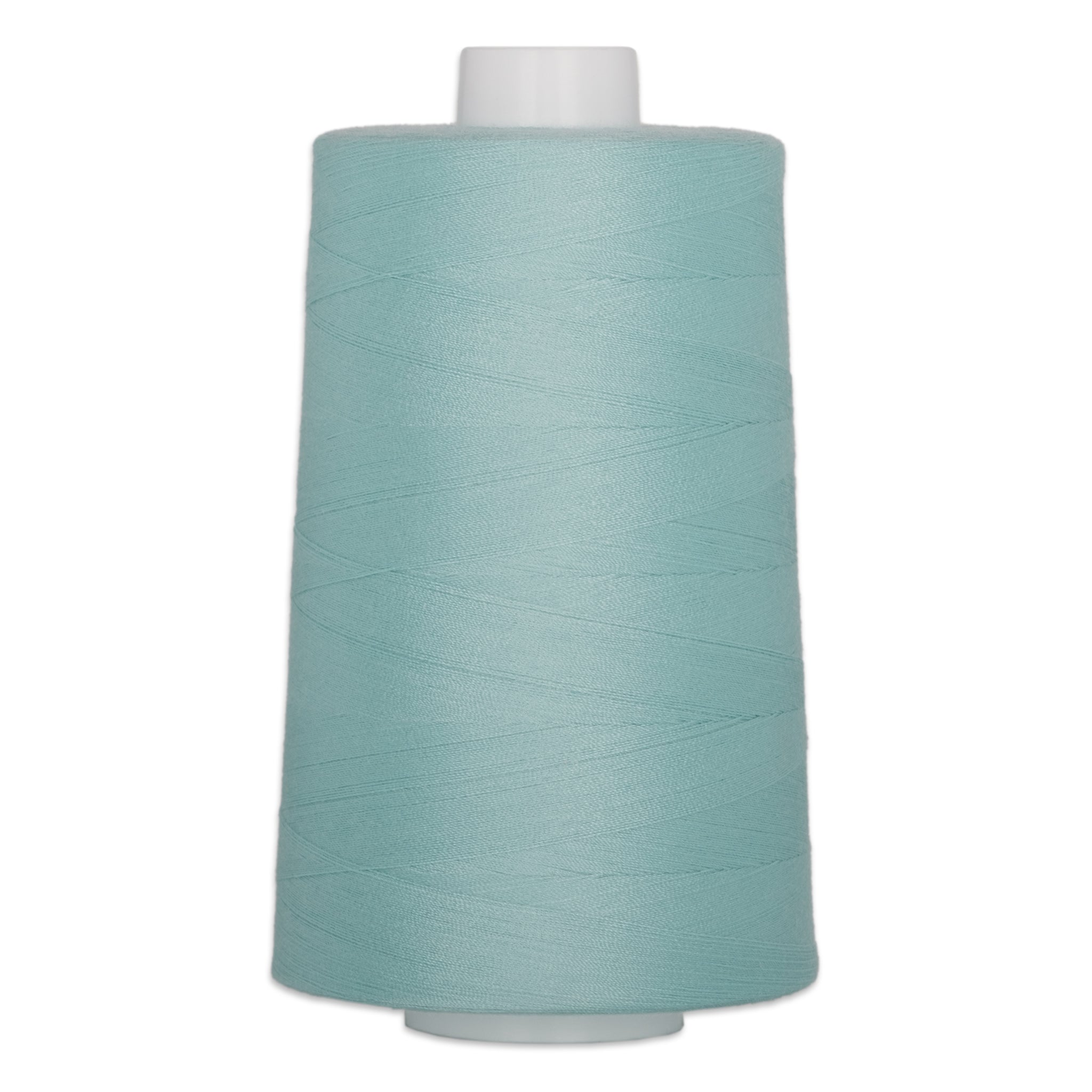 Light blue polyester quilting thread on white cone spool, 40 weight, 6000 yards