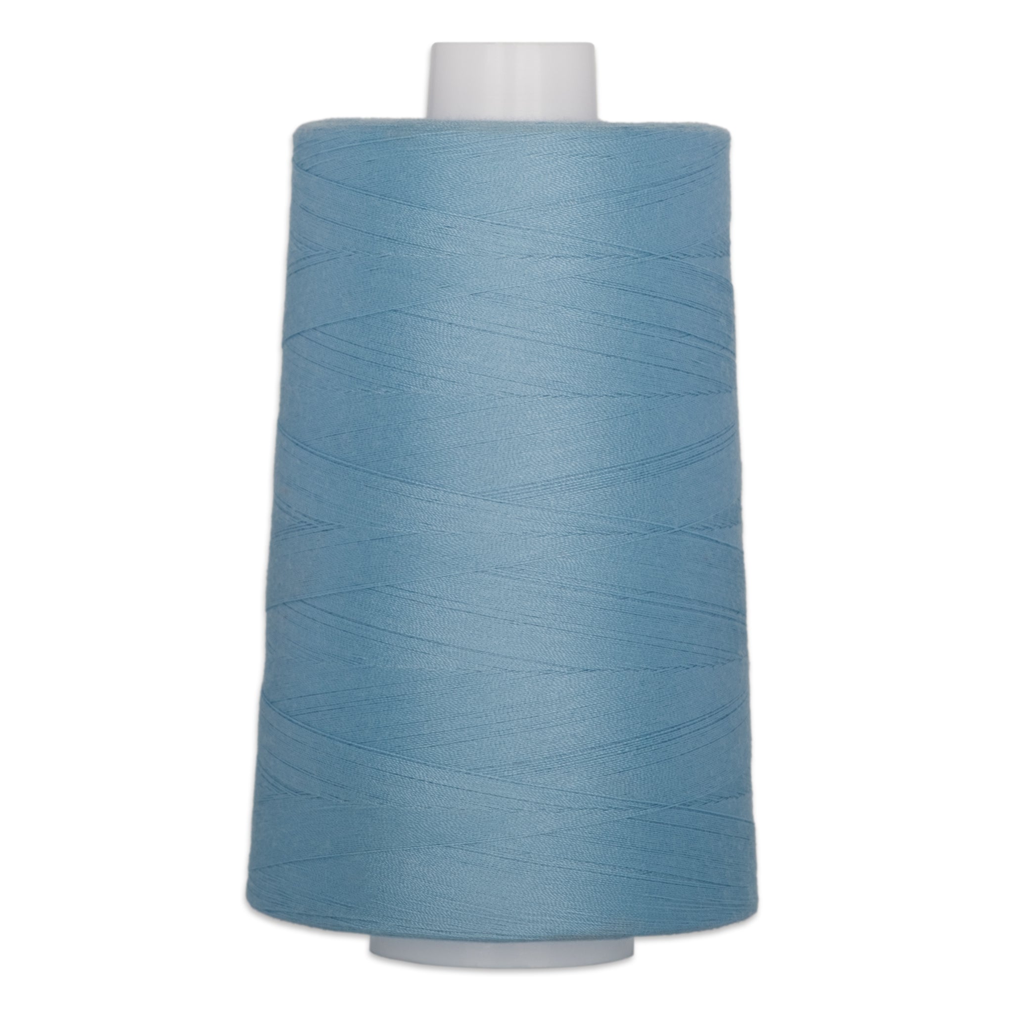Light blue polyester quilting thread on white cone, 40 weight, 6000 yards