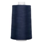 Navy blue polyester quilting thread on white cone spool, 40 weight, 6000 yards