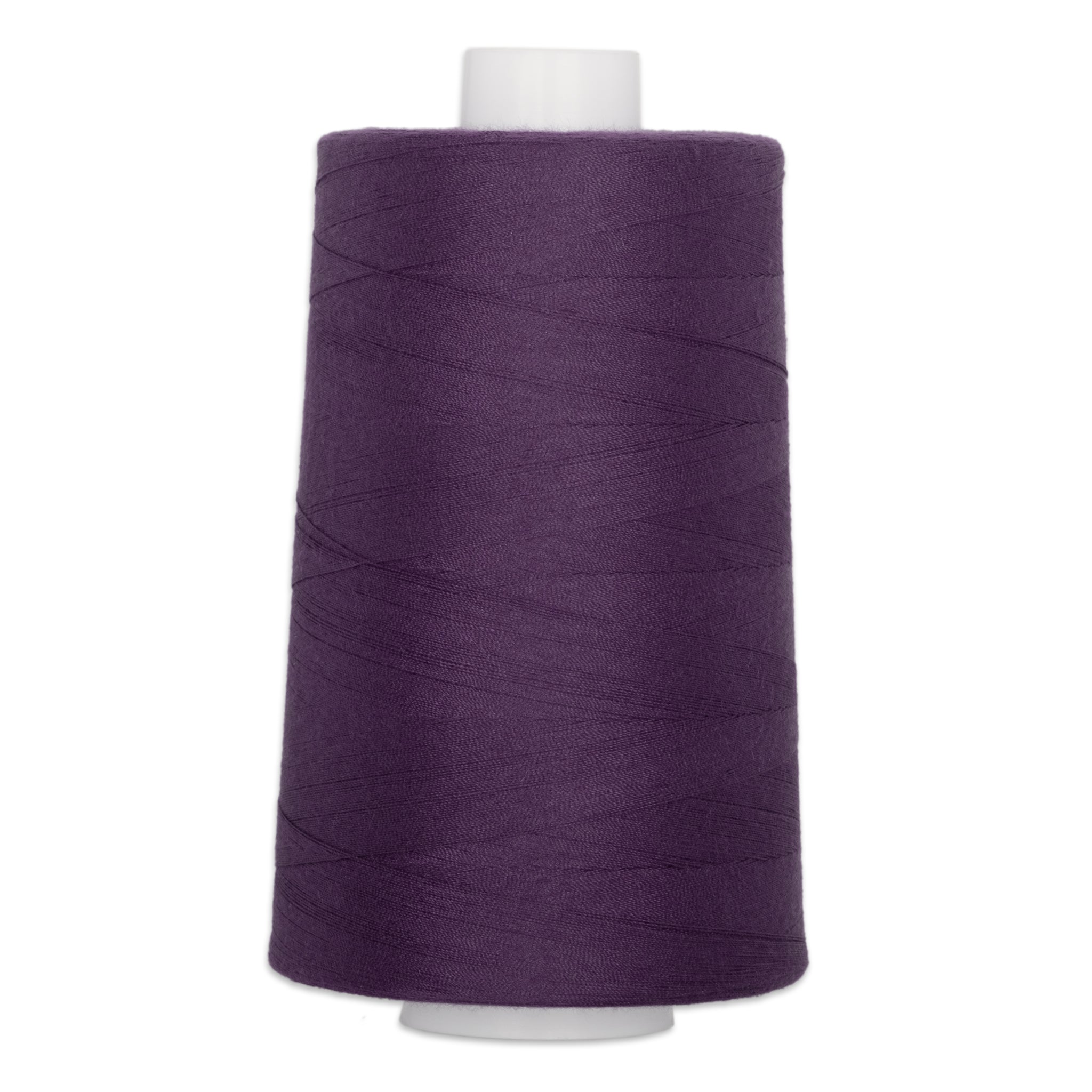Deep purple quilting thread on white cone spool, 40 weight polyester, 6000 yards