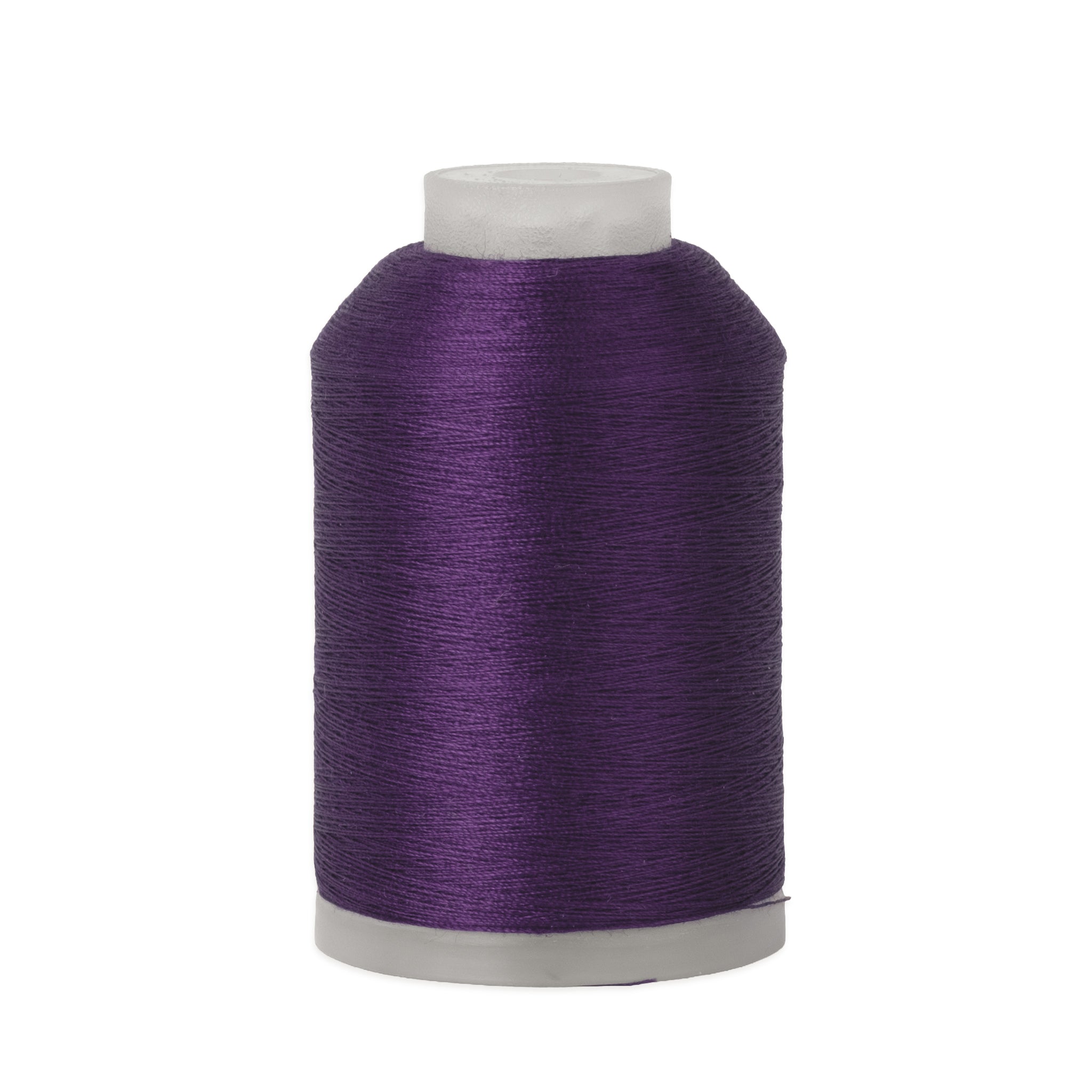 Spool of purple thread on a white background
