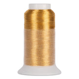 a cone of metallic thread with a thread net