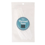Packaged thread nets with a label on a white background