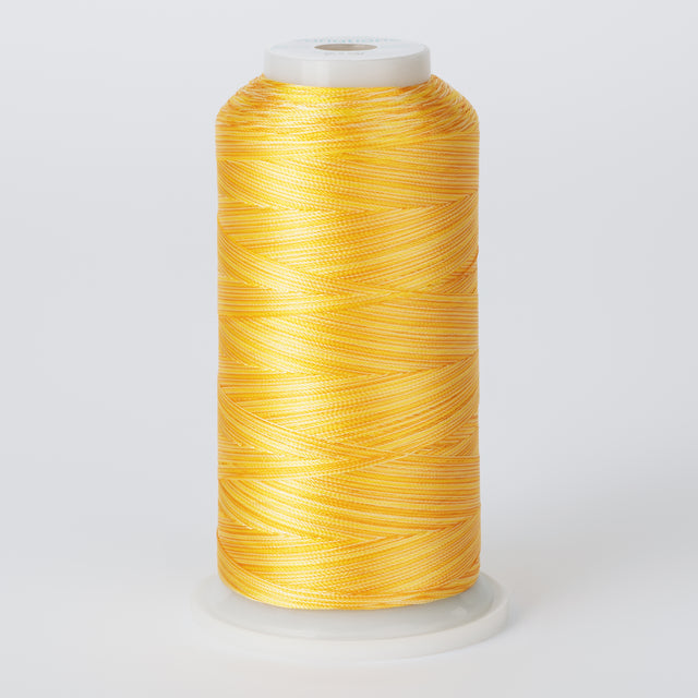 variegated orange and yellow polyester embroidery and quliting thread