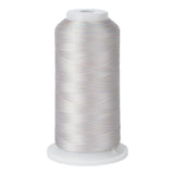 variegated whites and light blues polyester embroidery and quliting thread