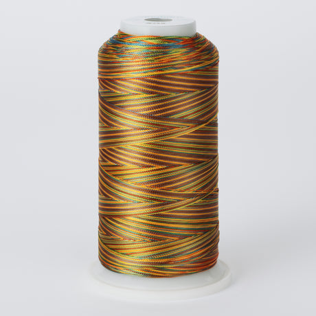 variegated blue pink yellow and green polyester embroidery and quliting thread