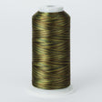 variegated dark greens and red polyester embroidery and quliting thread