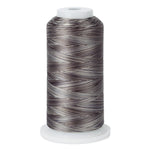 variegated light blue and maroon polyester embroidery and quliting thread