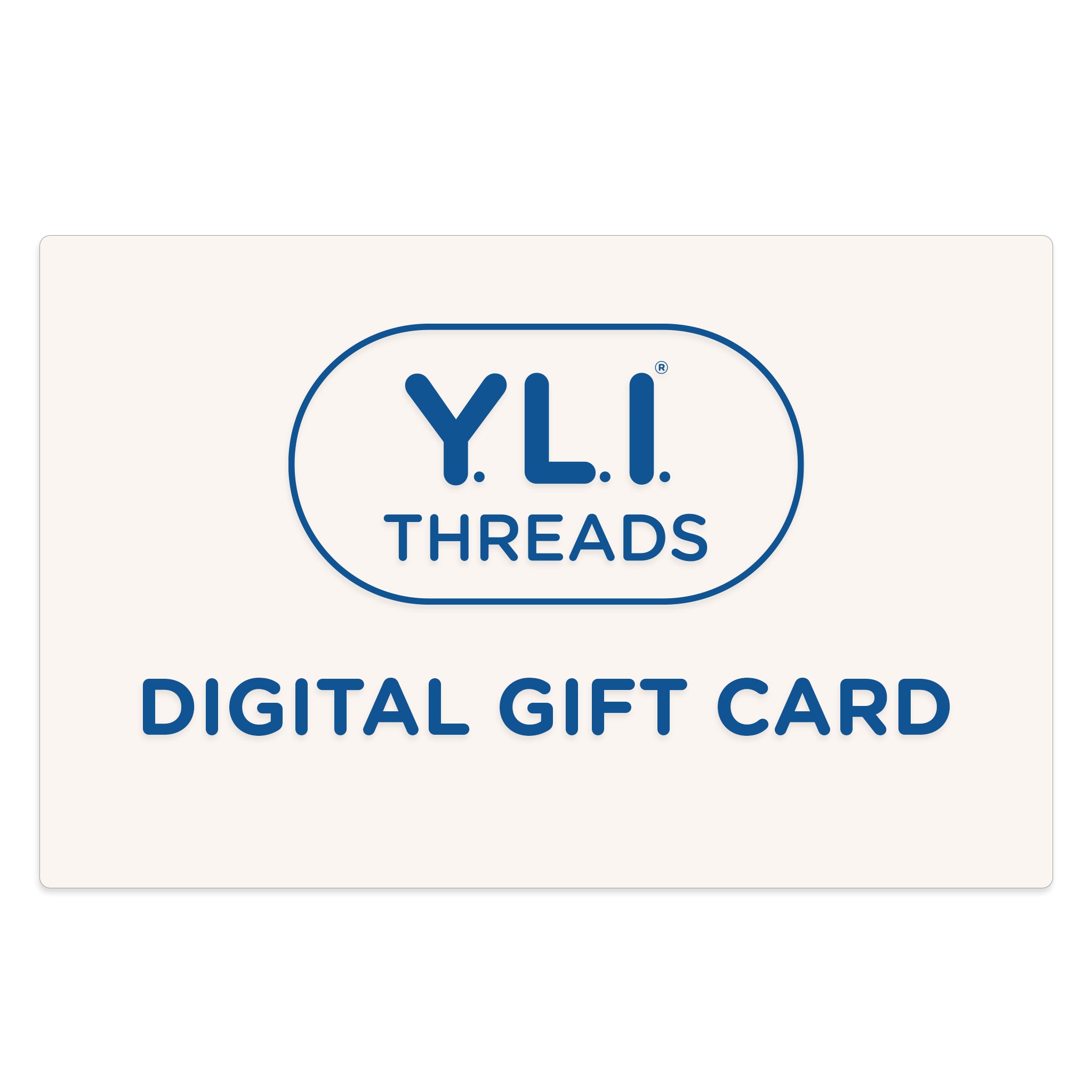 YLI Threads digital gift card on a white background